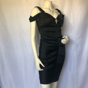 Midnight Black Satin Cocktail Dress with